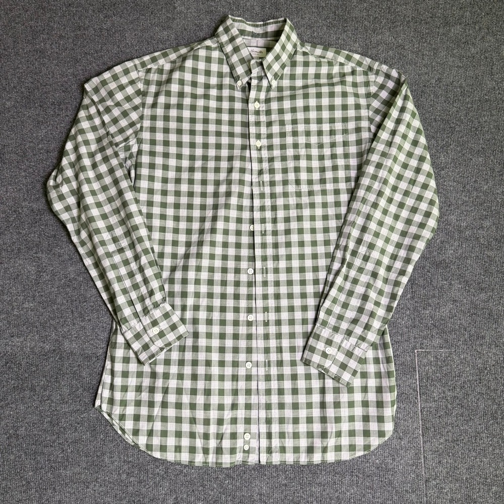 Hamilton Since 1883 Mens Green Gingham Button Down Shirt Long Sleeve